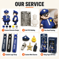 Porte-clés personnalisé en PVC souple 3D, personnages de police, pompiers, chefs