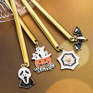 Cuchara ecológica de acero inoxidable para el día de Halloween al por mayor, tenedor, cuchara fantasma, cuchara de Calavera, cuchara de café, juego de tenedor de fruta de calabaza - Product Image 1