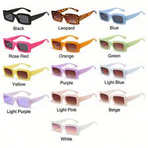 Gafas de Sol Rectangulares Coloridas de Moda con Logotipo Personalizado, Protección UV400, Montura Pequeña Cuadrada, Color Caramelo, para Mujer - Product Image 6