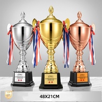 Réunion sportive Globe mondial personnalisé créatif Figurines 3D en métal haut de gamme Trophée plaqué or Trophées de la coupe Fabriqué en Chine