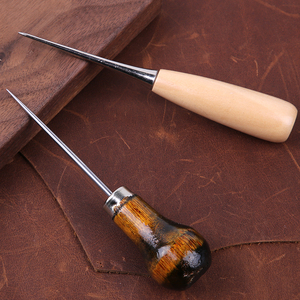 Kit de 3 aiguilles à coudre à la main en cuir avec manche en bois pour la réparation et l'artisanat du cuir - Product Image 2