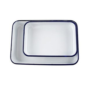 Bandeja Rectangular Degao con Borde Azul Esmaltado, Resistente a Ácidos y Álcalis, Reutilizable para Uso en Laboratorio, OEM, Garantía de 2 Años, Desinfección - Product Image 3