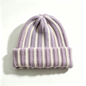 Gorro Unisex de Punto Acanalado a Rayas, Suave, Cálido y Afelpado, con Borde, para Invierno, 100% Acrílico, Gorro ACE, para Uso Diario al Aire Libre - Product Image 6