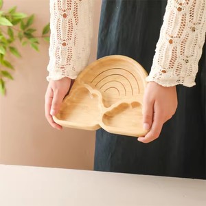 Baby <strong>Wooden</strong> Tableware Set Could Bamboo <strong>Wooden</strong> <strong>Plate</strong> Bowl Silicone Suction <strong>Wooden</strong> Handle Fork Spoon for Children Feeding Supplies - Product Image 4