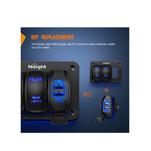 <span class=keywords><strong>Cargador</strong></span> USB dual retroiluminado con LED azul, estilo de interruptor basculante de 4,2 AMPS para barcos, vehículos de carretera de lado a lado, encendedor de cigarrillos - Product Image 3