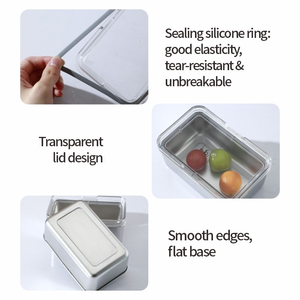 Logo Customized 550ml Portable Bento <strong>Box</strong> Transparent Lid Durable Stainless Steel <strong>Lunch</strong> <strong>Box</strong> For Adults &amp; Kids - Product Image 2