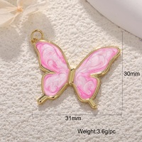 P99 Nuevo Charm de Joyería para Mujer, Chapado en Oro de 18K sobre Latón, con Esmalte Rosa, Diseño Romántico Cristiano de Mariposa, Corazón y Concha, Estilo Lindo, Moderno y Temático de Comida