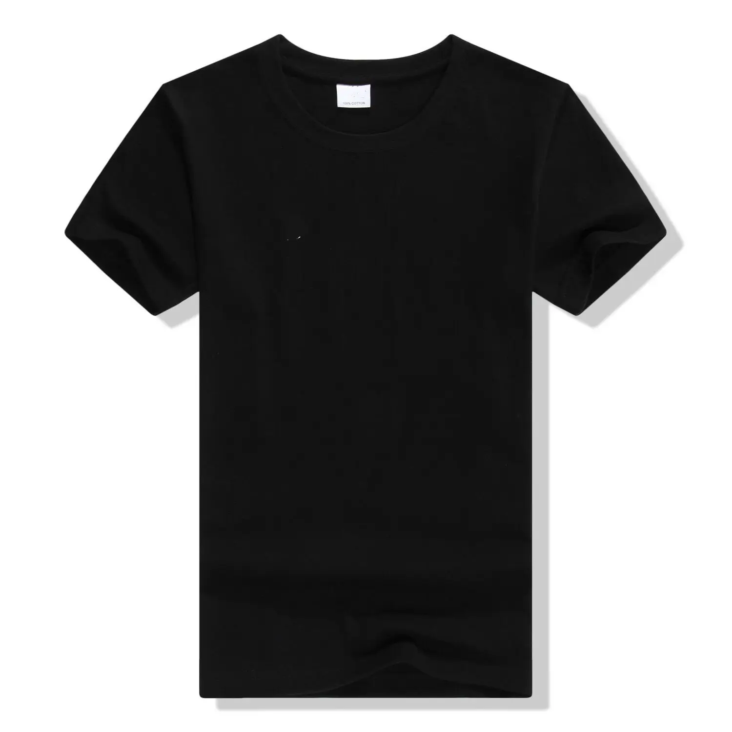 Camiseta de 100% algodão unissex preta, camiseta para homens e mulheres, branca, cor sólida, preta