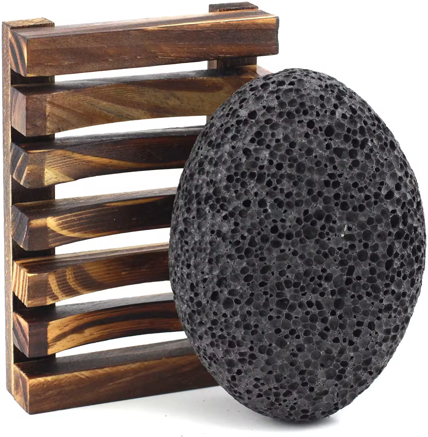 Piedra volcánica + jabonera + caja personalizada