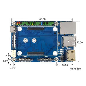 Mini carte mère (A) CM4-IO-BASE-A pour Raspberry Pi 4 avec connecteurs intégrés CSI/DSI/FAN/USB/RJ45 Gigabit - Product Image 5