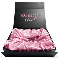 Boîte cadeau rigide magnétique noire avec finition mate et insert en satin, emballage en papier de qualité supérieure pour lingerie et sous-vêtements