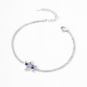 สร้อยข้อมือเงินแท้ S925 ประดับเพชรซิร์โคเนียรูปดาว ดีไซน์สองสาย ของขวัญวันวาเลนไทน์สำหรับผู้หญิง รุ่นทองแดงปรับแต่งได้ - Product Image 4