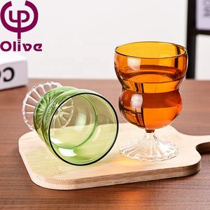 Cadeau Vert Orange Lait Café Tasse à boire Soufflé à la main Colorful Gourd Wine Glass Elegant 300ML High Borosilicate Ice Cream <span class=keywords><strong>Gobelet</strong></span> - Product Image 4