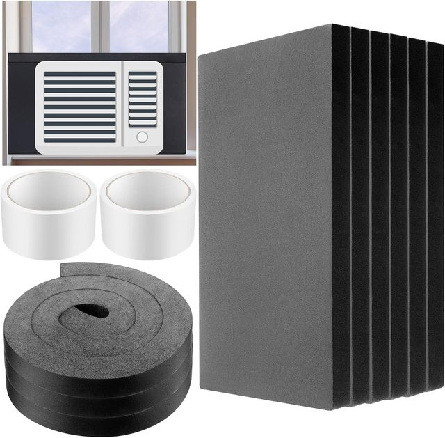 Window Air Conditioner Side Insulated Foam Panel, Ac Side Surround Panels Kit with Top Seal Strip