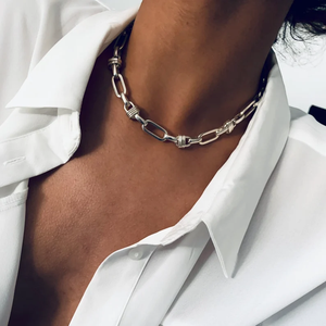 Collar Punk 2022 Personalizado de Acero Inoxidable Chapado en Oro, Gargantilla Cristiana con Cadena Gruesa y Eslabones Rectangulares, Unisex - Product Image 2