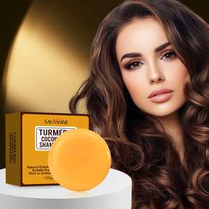 Nuevo jabón, barra <span class=keywords><strong>de</strong></span> champú <span class=keywords><strong>de</strong></span> cúrcuma para el crecimiento del cabello orgánico natural con barra <span class=keywords><strong>de</strong></span> champú regeneradora <span class=keywords><strong>de</strong></span> aceite <span class=keywords><strong>de</strong></span> coco - Product Image 1
