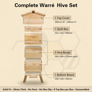 Caja <span class=keywords><strong>de</strong></span> colmena <span class=keywords><strong>de</strong></span> abejas Warre <span class=keywords><strong>de</strong></span> 3 niveles sin montar con 8 cuadros y soporte para colmena - Product Image 3