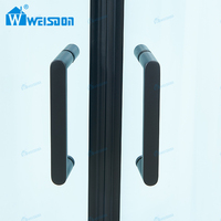 Porte coulissante de salle de bain pour villa et hôtel, en alliage d'aluminium noir mat, avec verre trempé de 6 mm, facile à nettoyer, pour salle de douche encadrée