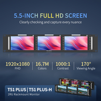 Monitor de Montaje en Rack FEELWORLD T51 PLUS-H HD, Monitor Profesional de Montaje en Rack, Triple Pantalla de 5.5 Pulgadas Full HD HDMI AV I/O, Venta al por Mayor de Fábrica OEM