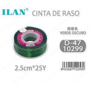 ริบบิ้นผ้าซาตินอิลัน 2.5 ซม. 25 หลา สีเขียวเข้ม D47 10299 - Product Image 1