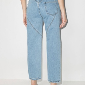 กางเกงยีนส์ขายดีทรงคาร์โก้เอวสูงขากว้างสำหรับผู้หญิง ผ้าเดนิมฟอกลายเพชรแบบโปร่ง มีกระเป๋าหลายช่อง ยืดได้ - Product Image 4