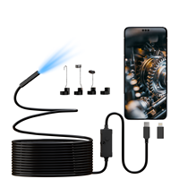 Caméra d'inspection endoscopique NTC70 HD avec 8 lumières LED réglables, 8 mm, semi-rigide, type C, connexion directe iOS, boroscope