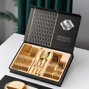 Wholesale Luxury Silver Rose Gold Wedding Stainless Steel 18/0 Flatware Golden Spoon Knife <b>Fork</b> Set - Product Image 6