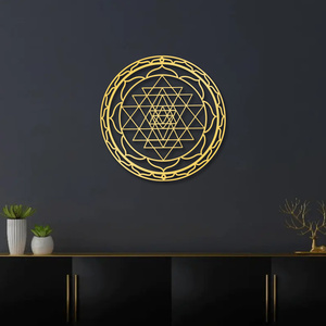 <span class=keywords><strong>Grande</strong></span> Sriyantra in Ghisa Personalizzato, Decorazione da <span class=keywords><strong>Parete</strong></span> Art Deco Mobile in Metallo per Studi di Yoga e Spazi Spirituali - Product Image 6