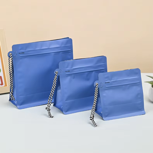 Sacs d'emballage refermables en Mylar avec corde et valve pour aliments, thé, café torréfié, fond plat en plastique et aluminium - Product Image 6