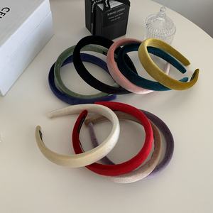 إكسسوارات شعر خريفية وشتوية كلاسيكية أربطة رأس ربطة شعر مبطنة بالإسفنج رابطة رأس مخملية رفيعة سادة - Product Image 5