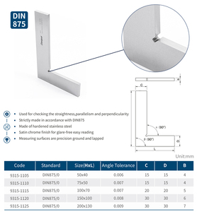 Dasqua din875 tiêu chuẩn 90 độ thép không gỉ SATIN CHROME 150*100mm cạnh phẳng vuông góc vuông - Product Image 4