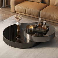 Table basse ronde à bout réglable meubles en acier inoxydable double table basse rotative moderne de luxe en laiton pour le salon