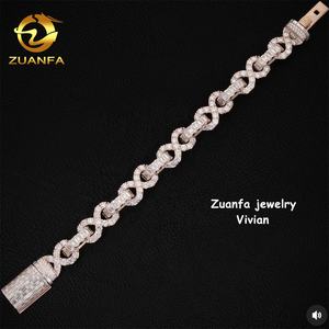 8 मिमी बनाम मोइससानाइट हिप हॉप गहने चांदी 925 डायमंड क्यूबन ब्रैसलेट क्यूबन लिंक चेन - Product Image 3