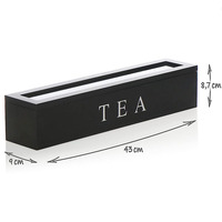 Organisateur de sachets de thé noir avec couvercle ouvert, boîte de rangement polyvalente pour sachets de thé, sachets de sucre, idéal pour la station à thé sur le comptoir