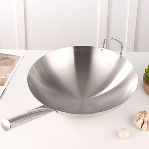 <span class=keywords><strong>Wok</strong></span> de Acero Inoxidable con Asas de Madera, Doble Asa, Fondo Redondo, Sin Recubrimiento, para Estufa de Gas, Uso Comercial, Sartén para Saltear, Gran Capacidad - Product Image 3
