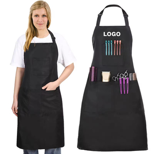 Tablier de <span class=keywords><strong>coiffeur</strong></span>, barista, chef, ou de cuisine, noir uni, personnalisable avec logo, avec poches - Product Image 1