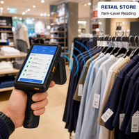 Lector de Mano RFID UHF Android 12, 860-960 MHz, Escáner de Código de Barras 2D, Pantalla Táctil IPS, MTK 6763 Octa Core, Rango de Lectura de 10 m