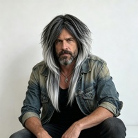 Perruque mi-longue rétro punk pour hommes européens et américains, coiffure complète, avec raie latérale, en fibre haute température, densité 150%