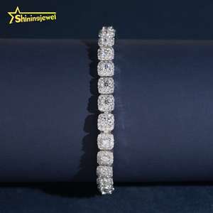 Pulsera de tenis con racimo de 6mm, Moissanita VVS que pasa la prueba del diamante, Cadena cubana estilo Hip Hop de Plata 925, Cadena cubana de eslabones de Moissanita - Product Image 6