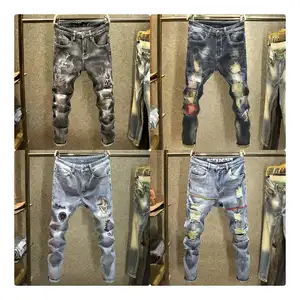 Custom OEM Full Digital Sublimation Printing Tapestry Jeans Design Hip hop Washed Denim Pants for Men