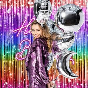 Joyeux anniversaire néon arc-en-ciel saupoudrer moderne Groovy fête photographie fond pour anniversaire Photo <span class=keywords><strong>Studio</strong></span> Shoot personnalisé en Stock - Product Image 3