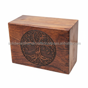 โกศที่ระลึกสำหรับงานศพชายหญิงทำจากไม้แกะสลักทำด้วยมือ - Product Image 1