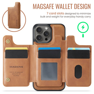 Custodia Business 2 in 1 in Pelle Staccabile con Ricarica Magnetica e Portatessere Magnetico per <span class=keywords><strong>iPhone</strong></span> 17 16 15 <span class=keywords><strong>14</strong></span> Pro Max - Product Image 6