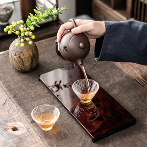 Da'an Hall Lacquer <b>Tea</b> <b>Tray</b> Flat Drifting Lacquer Gold Inlay For Kung Fu <b>Tea</b> Ceremony Home Use Living Room Decoration - Product Image 2
