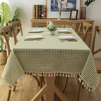 Nappes décoratives en coton pour la maison, linge de table, bord géométrique, pompon, nappe décorative pour la salle à manger