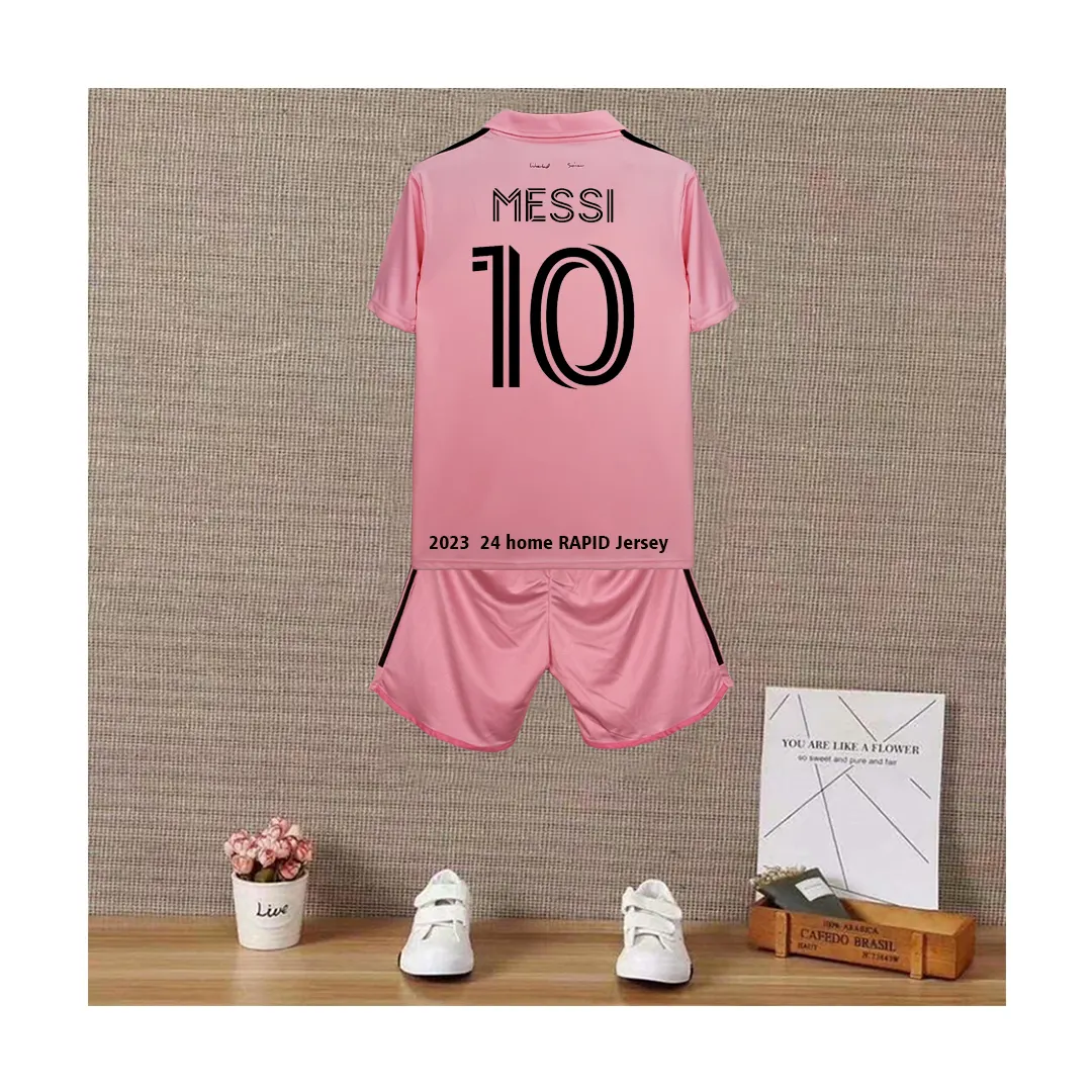 Conjunto rosa para niños ropa de entrenamiento conjuntos de ropa de niño de 4 a 12 años camiseta de casa del Inter de Miami Messi inter Miami Jersey