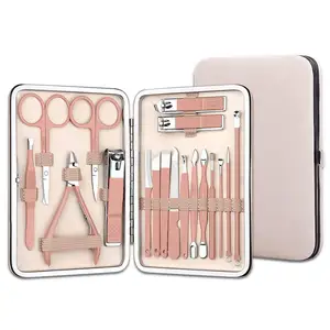 Kit de cuero profesional para manicura y pedicura, gradiente de acero inoxidable original de alta calidad, venta al por mayor, 7 Uds.