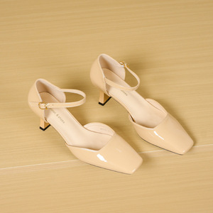 Zapatos de tacón bajo Mary Jane de charol con punta cuadrada y correa al tobillo para mujer, cómodos, 6888B - Product Image 2