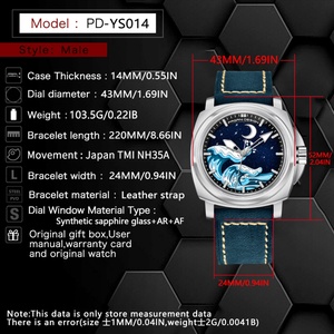Pagani Design YS014 Sport Luxury Leather Strap Men's Automatic <b>Mechanical</b> <b>Watch</b> Stainless Steel Sapphire Glass Waterproof 10Bar - Product Image 2