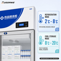 2-8 ° Réfrigérateur médical vertical à porte vitrée avec refroidissement par air, contrôle numérique, pour le stockage de médicaments en laboratoire